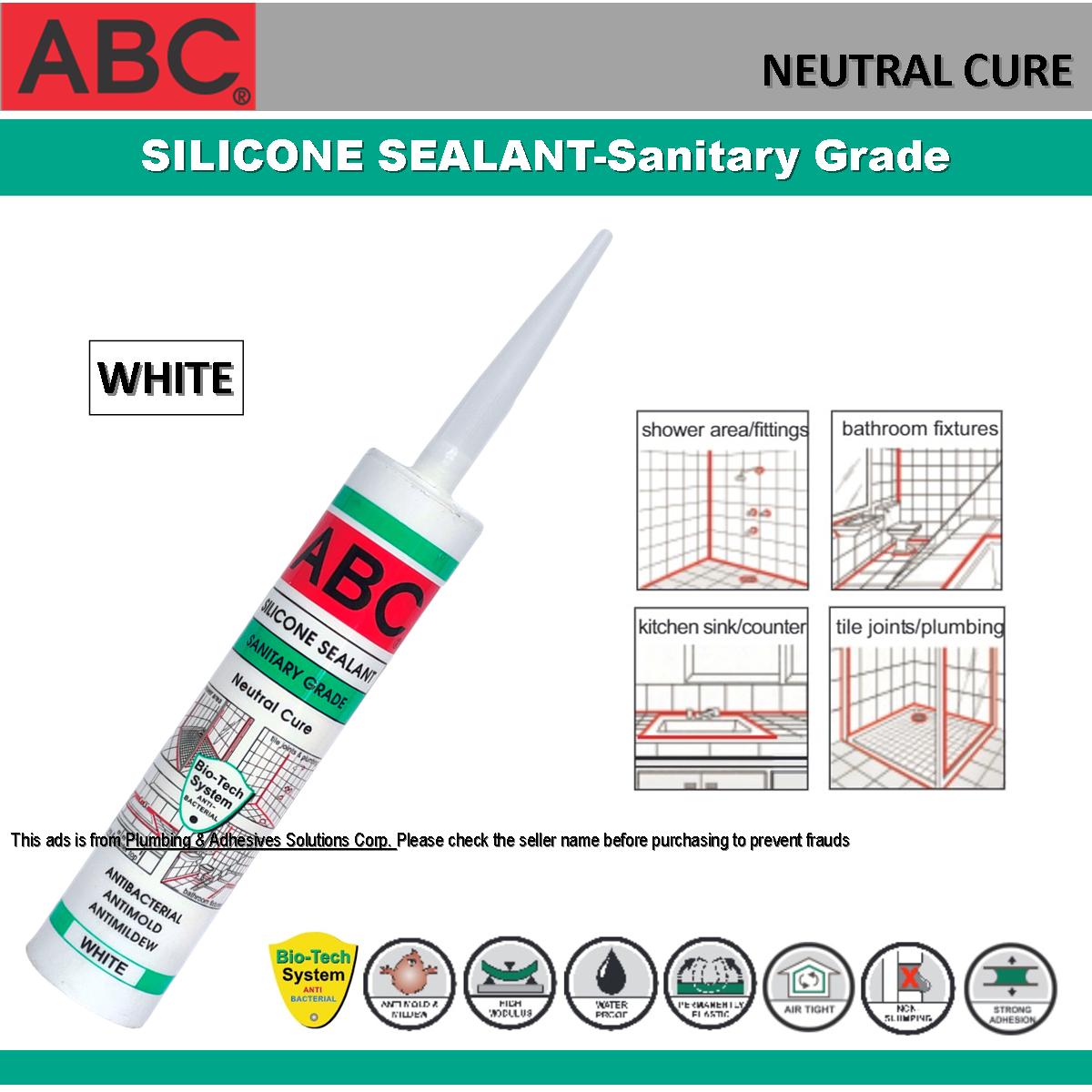 ABC Silicone Sealant WHITE 300ml SANITARY GRADE sealant Anti Molds
