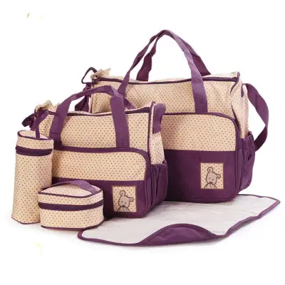 Keimav 5-piece Baby Changing Diaper Nappy Bag Handbag Multifunctional Bags Set (Violet)
