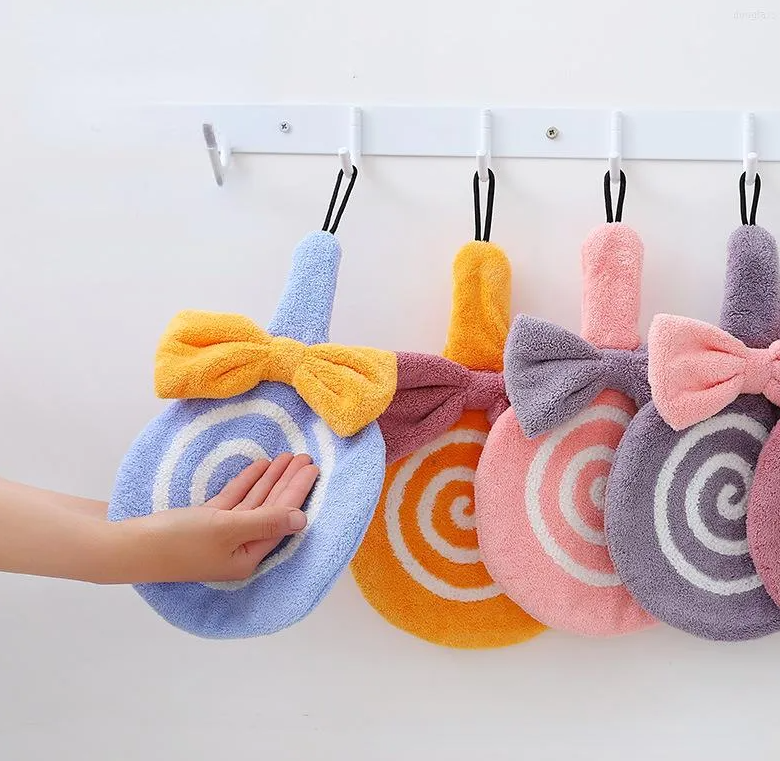 Cute Cartoon Hand Towels for Bathroom Absorbent Kitchen Dish Cloth Hand Dry  Towel with Rope Hanging 