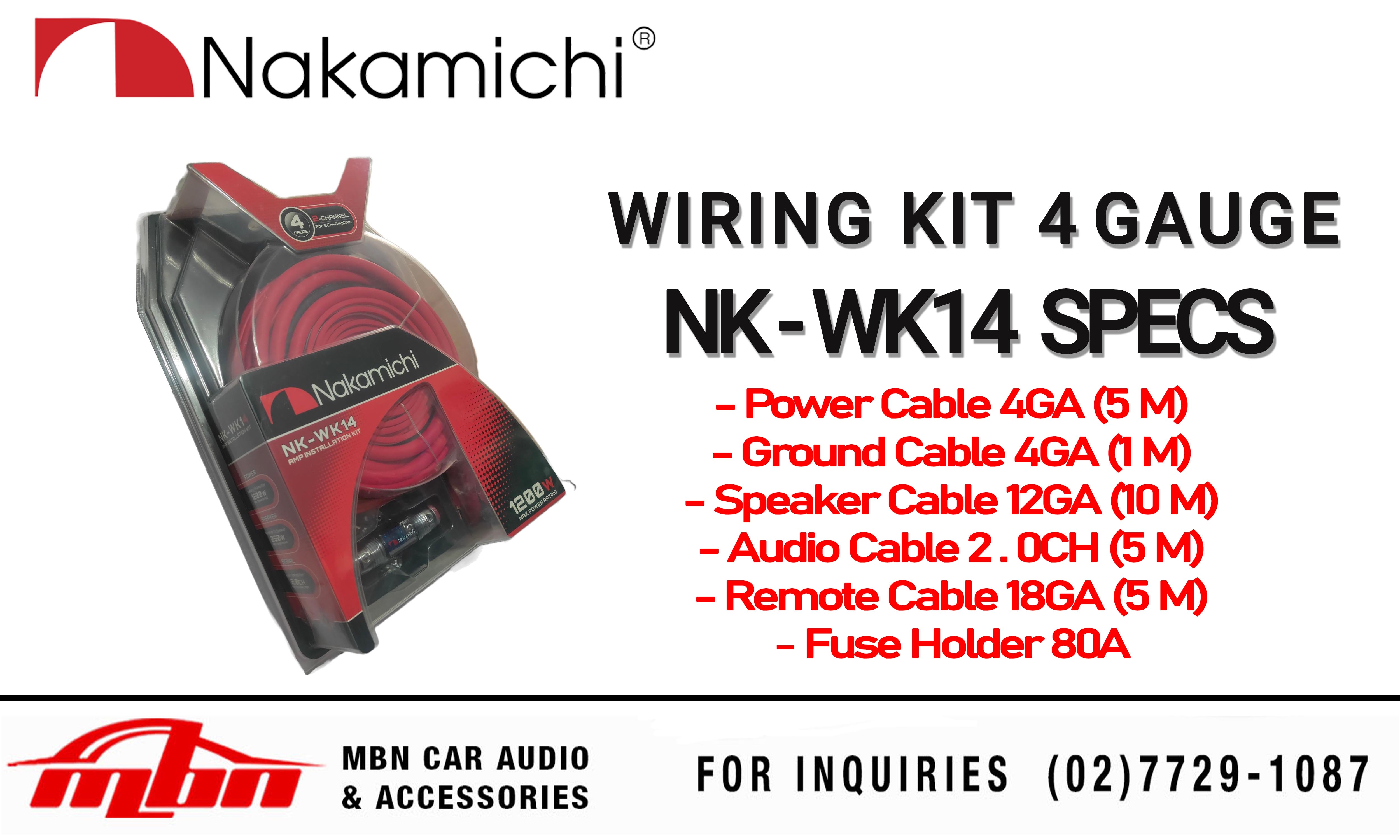 Nakamichi Wiring Kit GAUGE 4 / GAUGE 8 / GAUGE 10, Amp Installation Kit