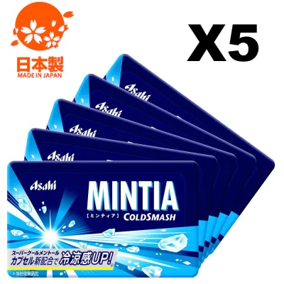 MINTIA Sugarless Mint candy, Cold Smash 50 Tablets (7g) x 5, Sugarless Mint tablets, Asahi Group Foods, Made in Japan