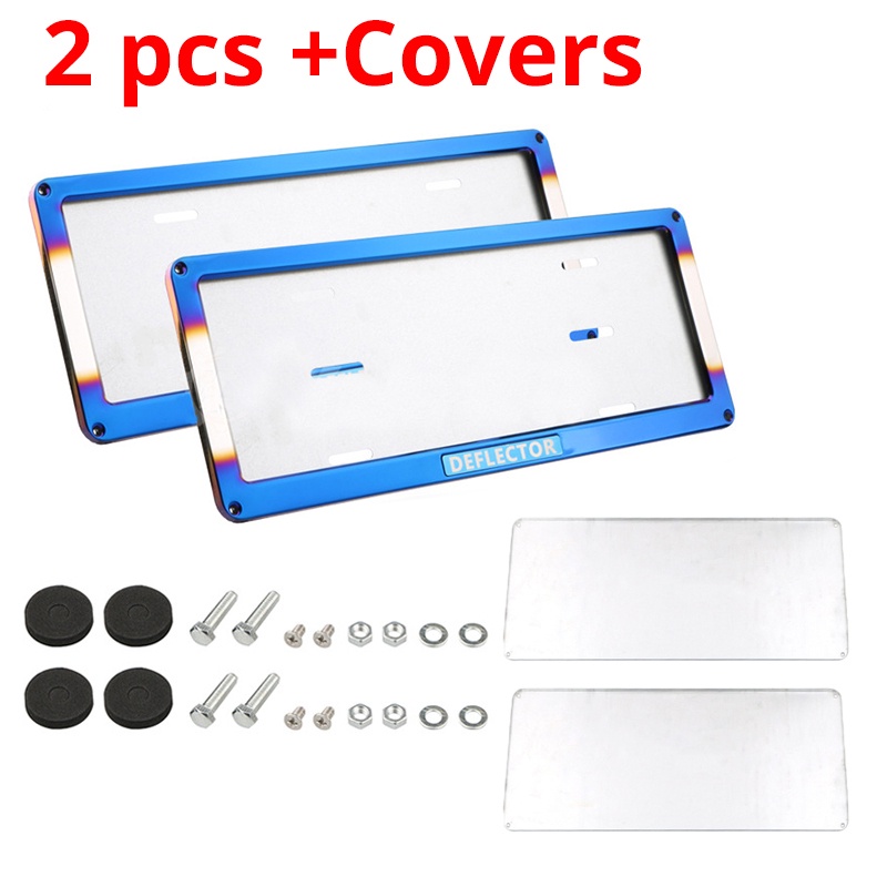 plate number holder for car plate cover protector Blue Stainless Steel