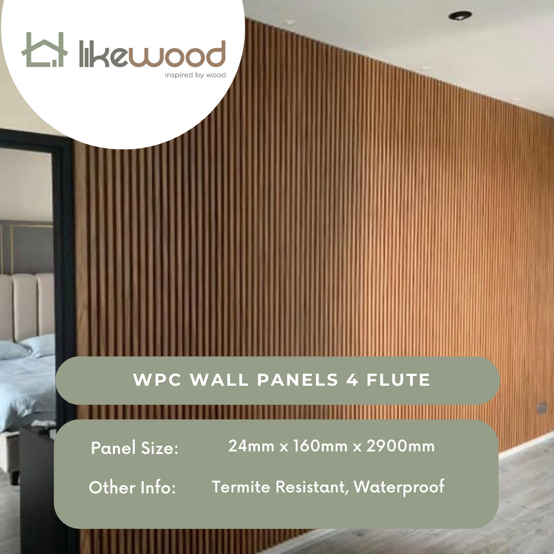 MATIMCO LIKEWOOD WPC Fluted Wall Panels (4 FLUTES) 2.4 x 16 x 290 cm ...