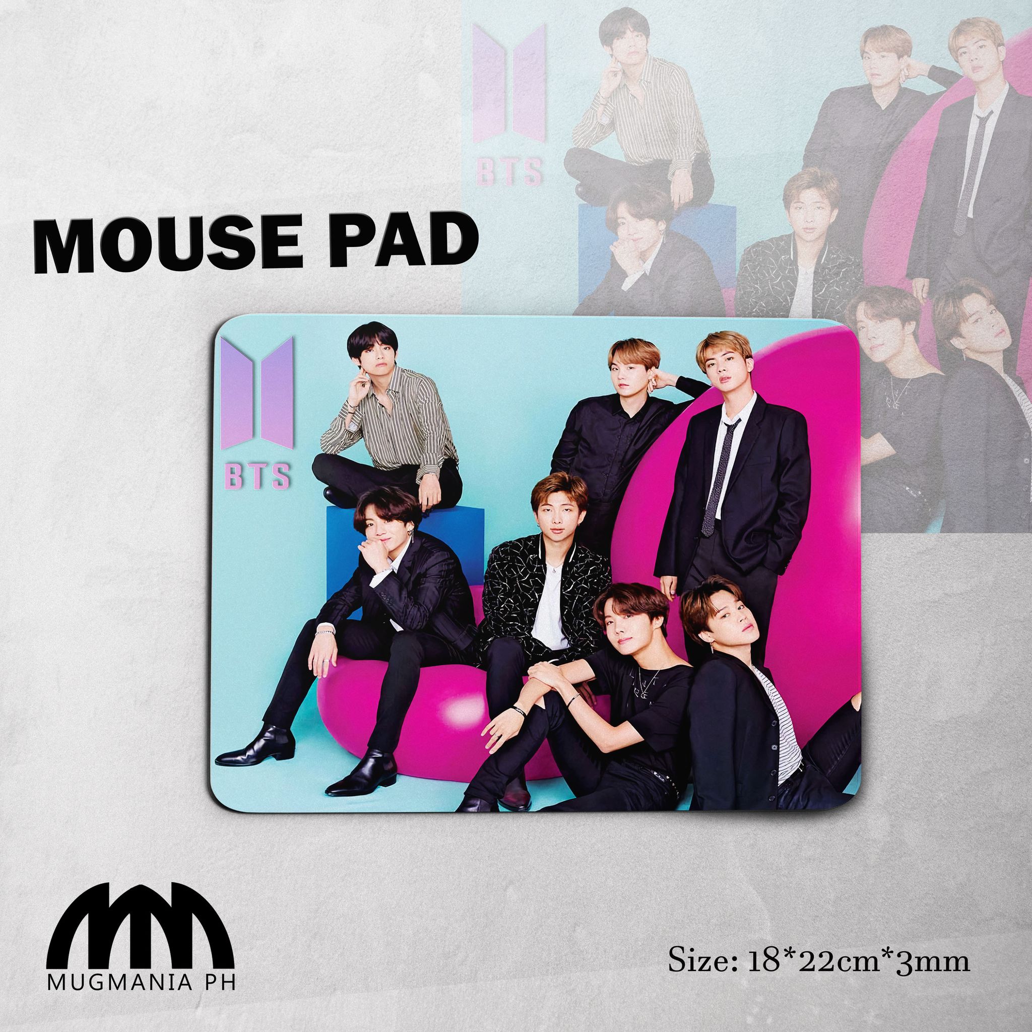 BTS Mouse Pad Mugmania Jungkook, V , Jimin , Jin , Suga , RM , J