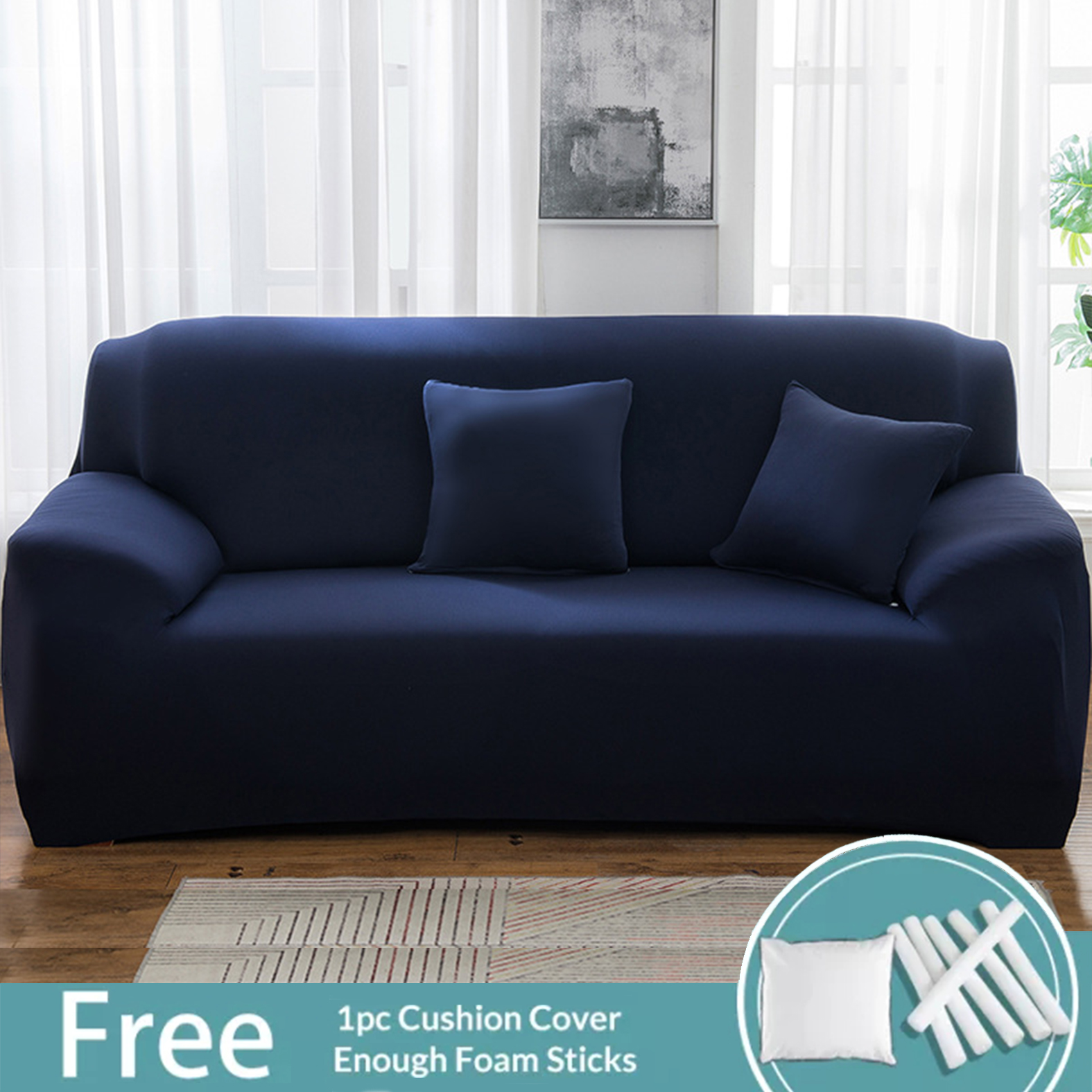 Solid Color Sofa Cover Stretchable 1/2/3 Seater Couch Cover Couch Sofa