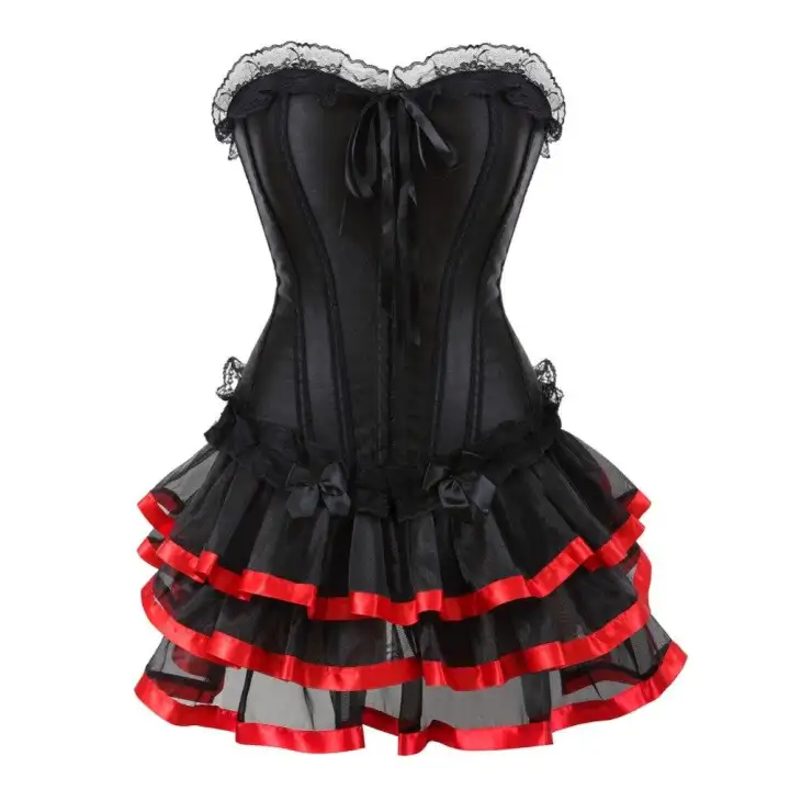 red and black corset dress