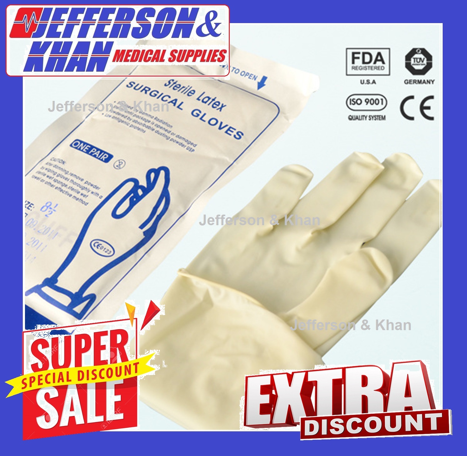 Sterile Gloves Disposable 25 pairs Sizes 6.0, 6.5, 7.0, 7.5, 8