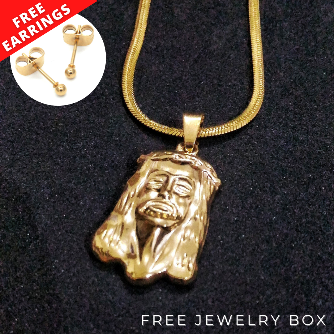 14K Gold Jesus Malverde Pendant with Necklace (Two Tone) Real Solid Go –  Rosarios Y Mas
