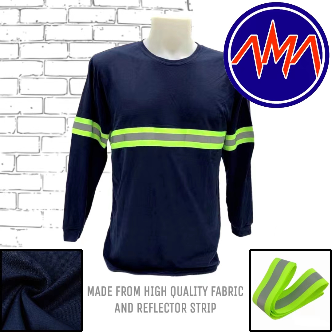 Navy Blue Construction Long Sleeve With Reflector For Men Lazada PH