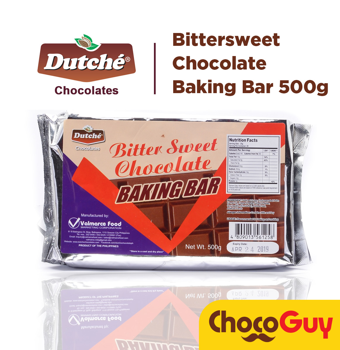 Dutché Chocolates BITTERSWEET Baking Bar 500g Lazada PH