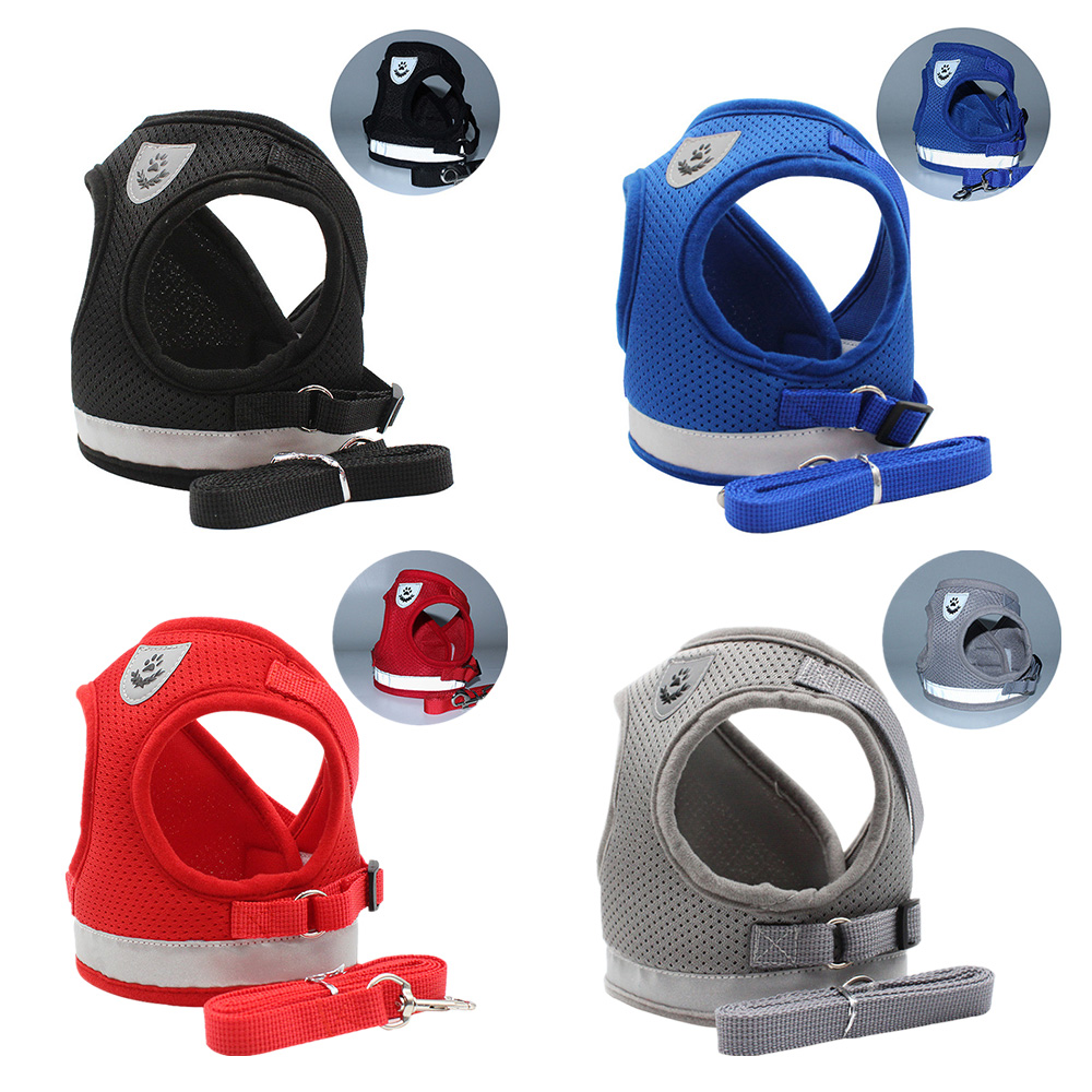 Dây đai cho chó Có thể điều chỉnh phản quang Vật nuôi Vest đi bộ Dây buộc bằng Polyester Lưới dây buộc cho Chó vừa nhỏ Mèo