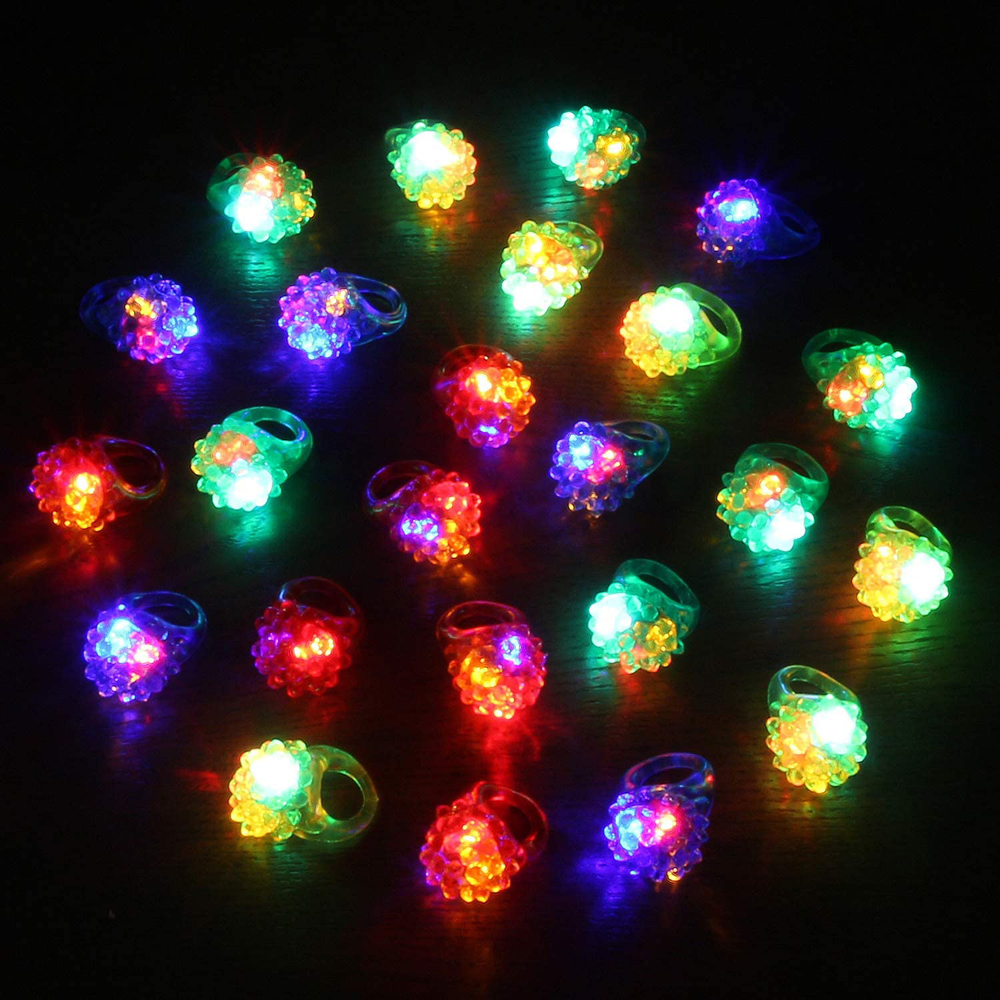 DDDFGDF Party Favors สีสันใน Dark นิ้วมือของเล่นสำหรับงานปาร์ตี้ Bumpy แหวนวุ้นกระพริบหลอดไฟวงแหวนแหวนเรืองแสงของเล่น Light-Up