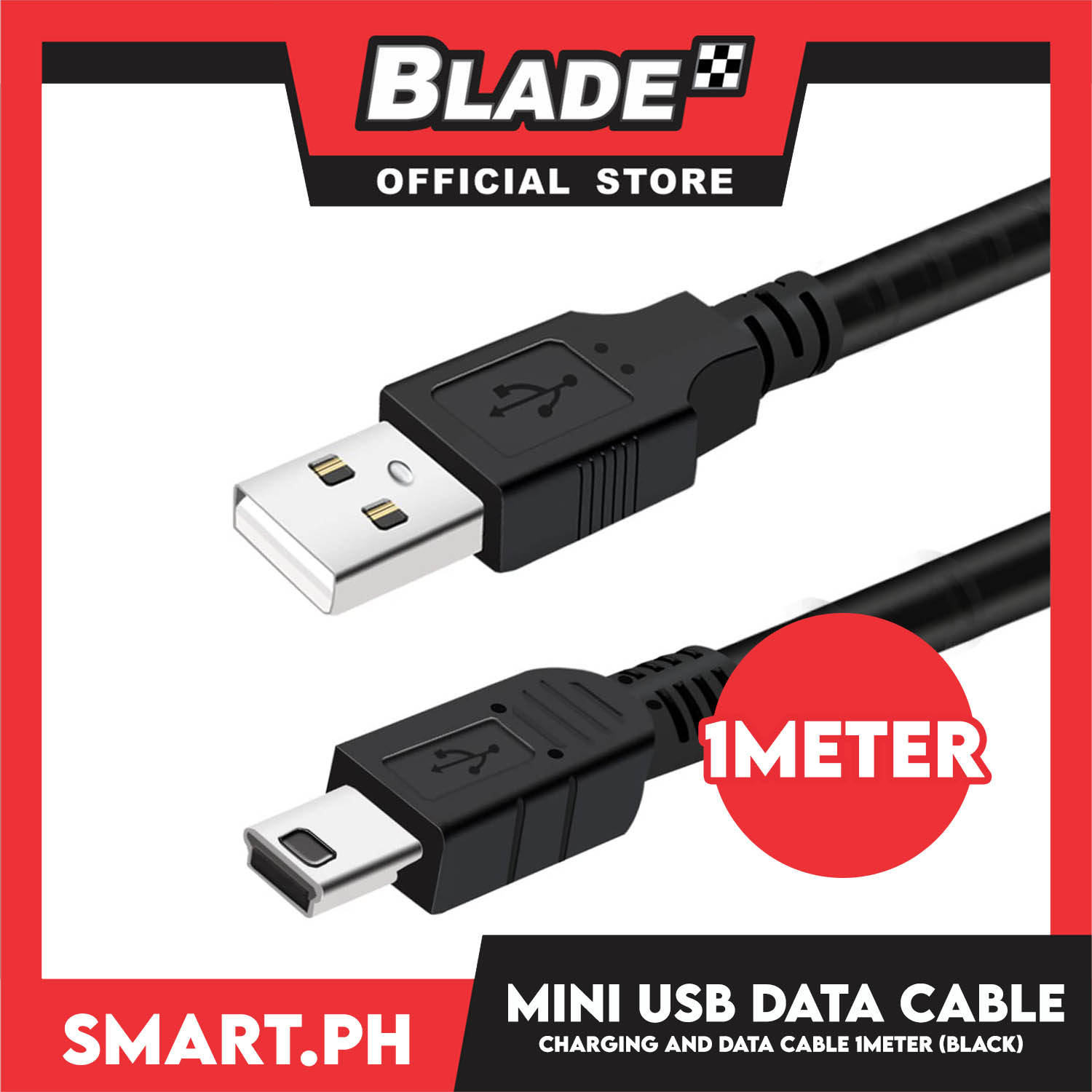 USB Cable Wire Cord, Cable Wire Charger 1 Meter (Black) Fast Charging