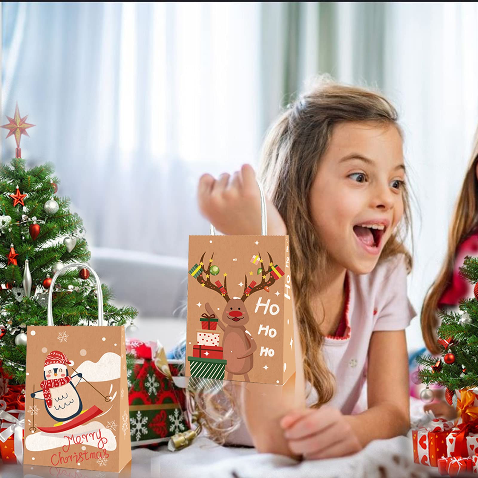 Reindeer Christmas Goody Bags For Kids Kid Brown Bag Christmas