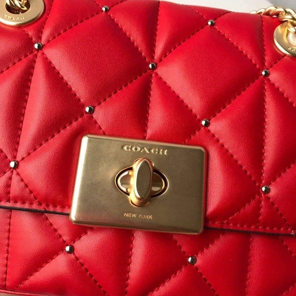 Coach F38074 Studded Diamond Quilting Cassidy Crossbody Red