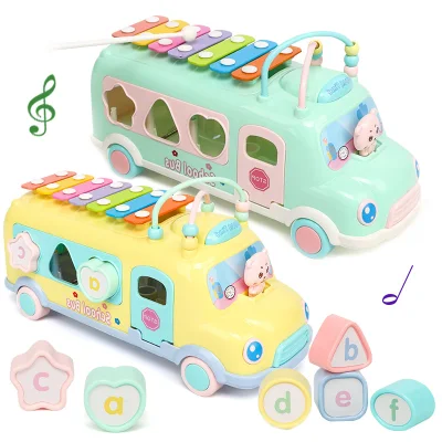 Baby Toy Kids Music Piano Musical Instrument Children Bus Sorter 8-Note Knock On Key Piano Toddler Educational Sound Baby Toys