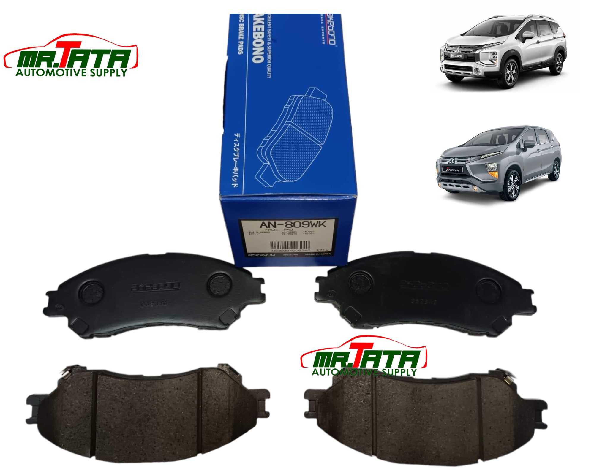 Akebono Brake Pads FRONT for Mitsubishi Xpander & Xpander Cross 2018 to