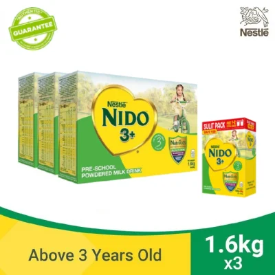 Nido 3+ Powdered Milk Drink For Pre-Schoolers Above 3 Years Old 4.8kg [1.6 kg x 3] with FREE 700g