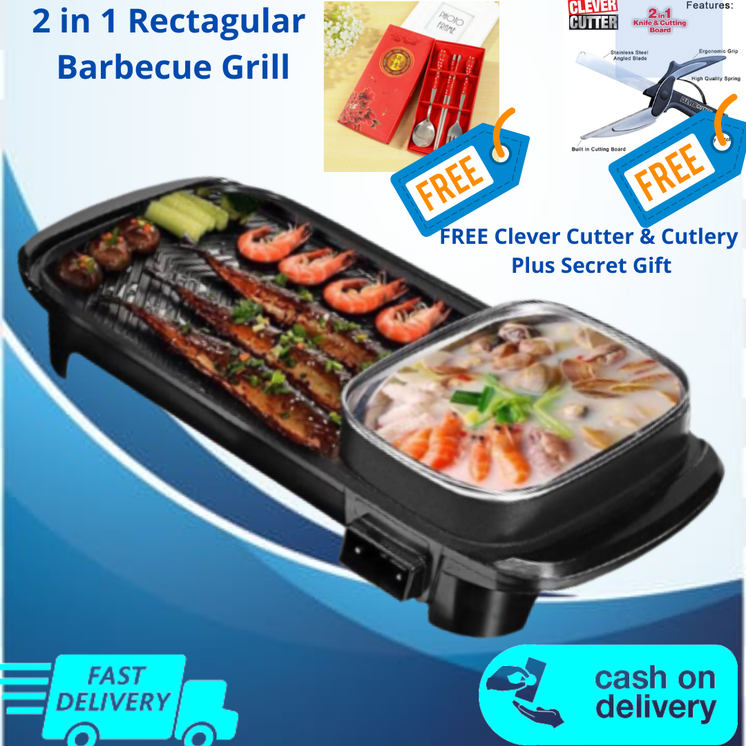 Electric Barbecue Grill Pan , 2 in 1 Samgyupsal Grill Pan Set Electric