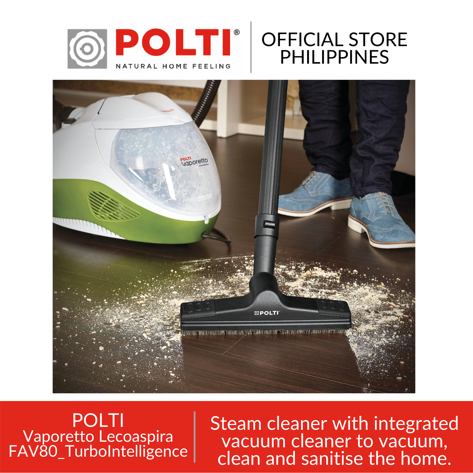 Polti Vaporetto Lecoaspira FAV80_ Turbo Intelligence: steam cleaner with  integrated water filtration vacuum cleaner
