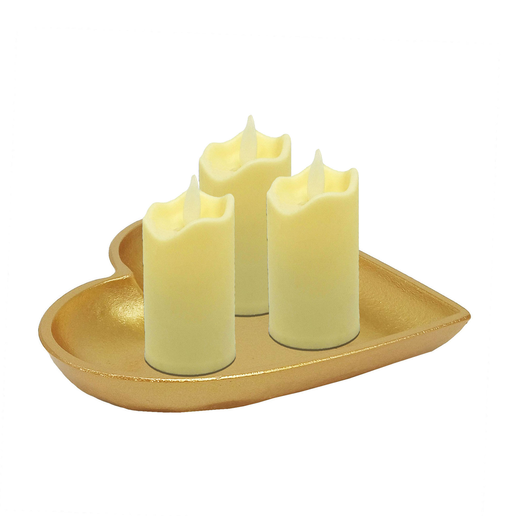 Decorandmore Luxury gold wooden tray heart shape Organizer fruit tray