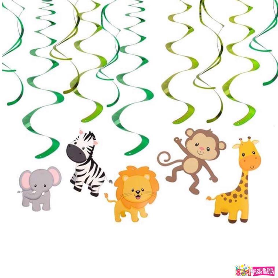 Jungle Safari Animals Party Decorations, Jungle Animals Hanging Swirl