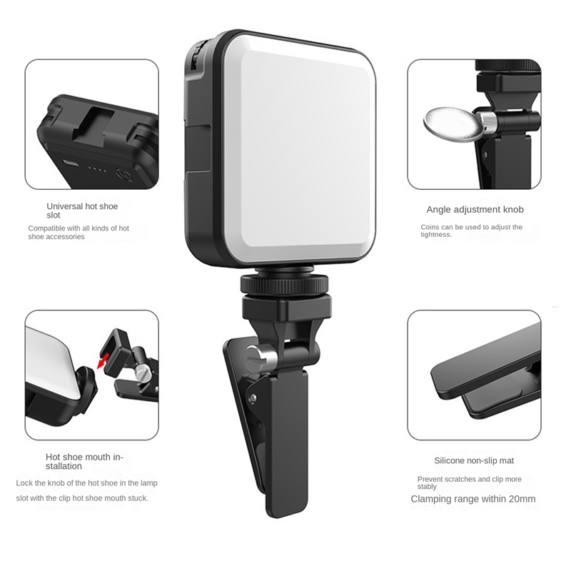1Set FL02 Mini Camera Fill Light LED Live Selfie Light Computer Fill Light Dimming Fill Light