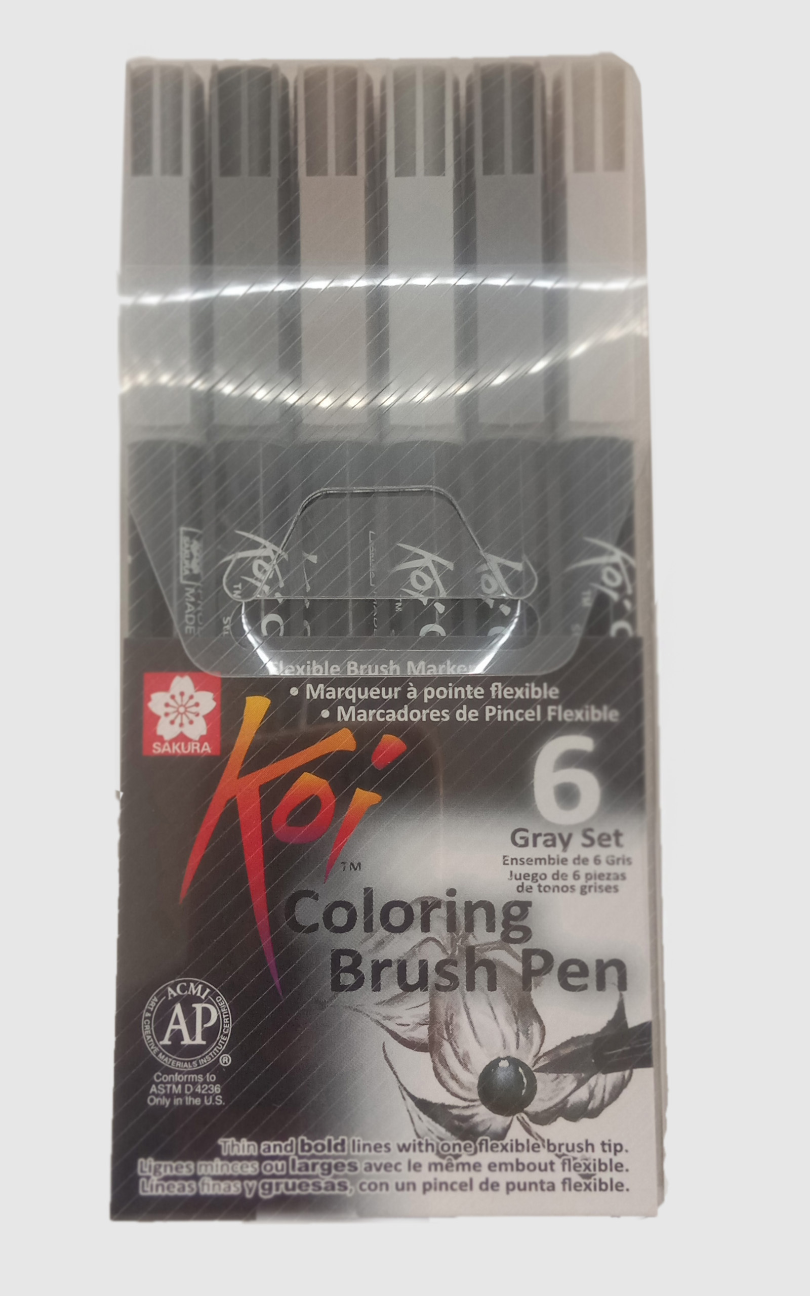 Koi Coloring Brush Pens 6-Grays Set