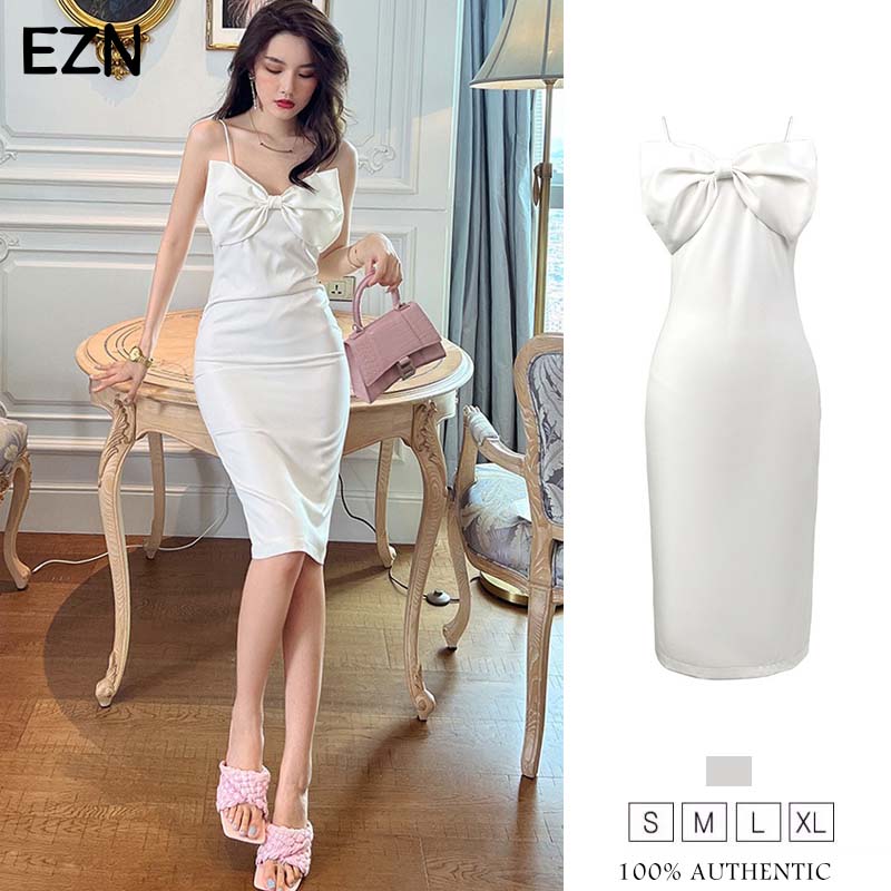 EZN Evening Dress for Woman Korean White Off Shoulder Sundress Chic ...