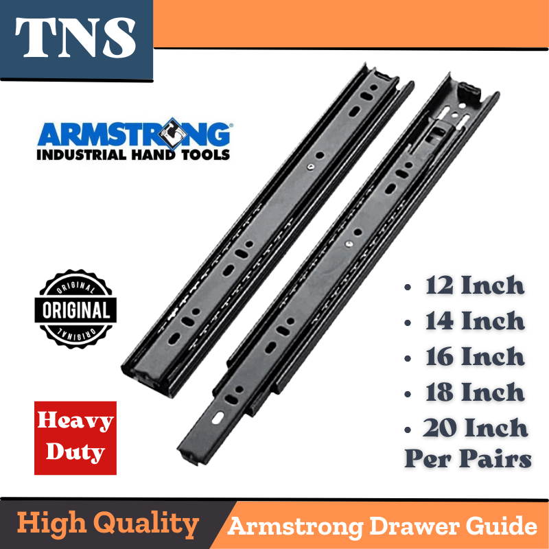 ARMSTRONG Drawer Guide Steel Slide Full Extension Heavy Duty 12 To 20