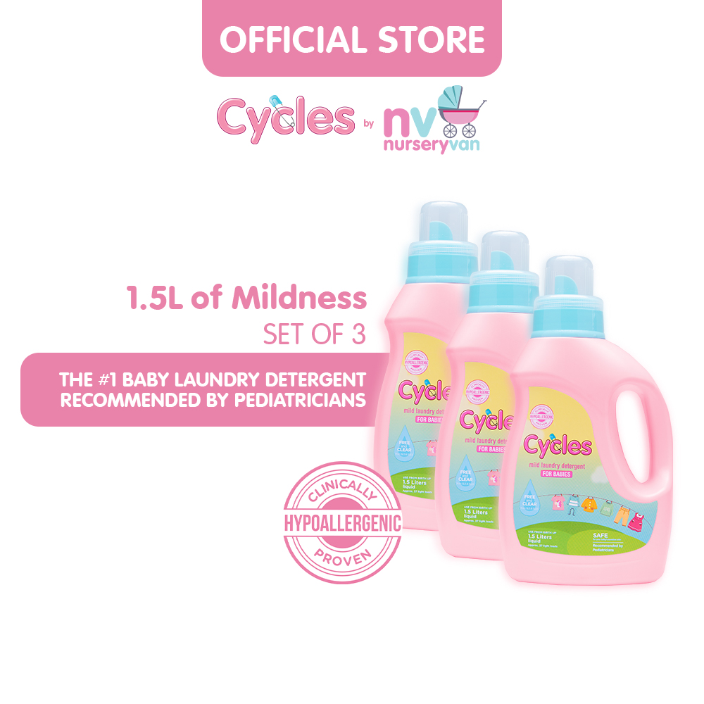 Cycles Baby Laundry Liquid Detergent (x3) Hypoallergenic, Free