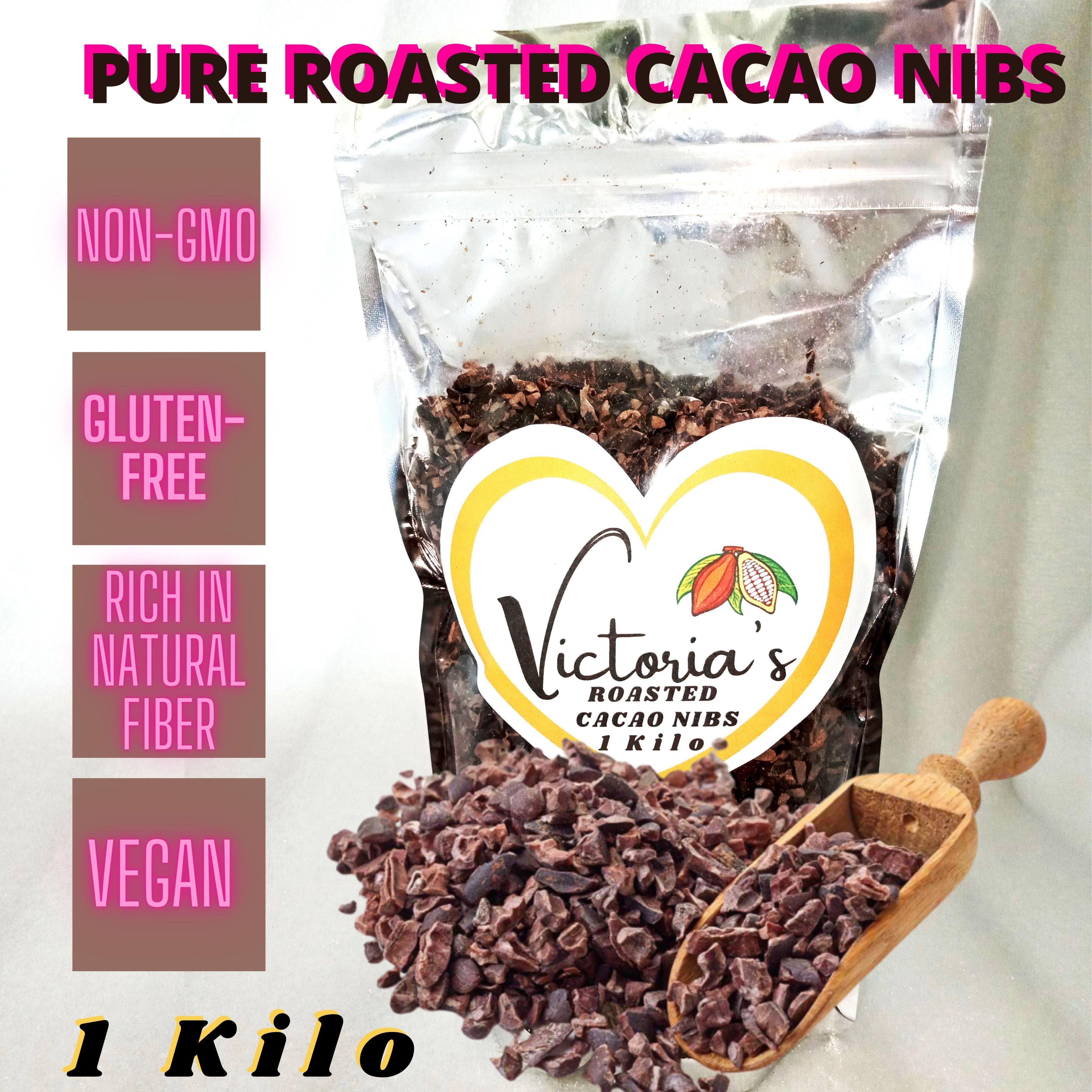 Roasted Cacao Nibs, 1 Kilo 100 Pure, NonGMO, GlutenFree, Rich in