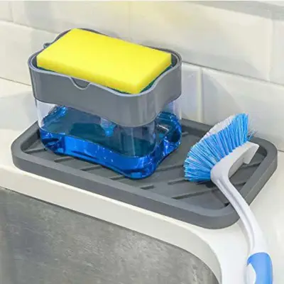 High Quality 2-in-1 Pump Soap Dispenser and Sponge Caddy For Dish Soap And Sponge