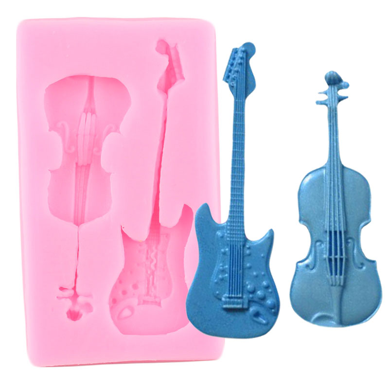 ODN 3D Gitarre Schuh Kuchen Hochzeit Dekorieren Craft Zucker Schokoladen-Form mit 3pcs Clip