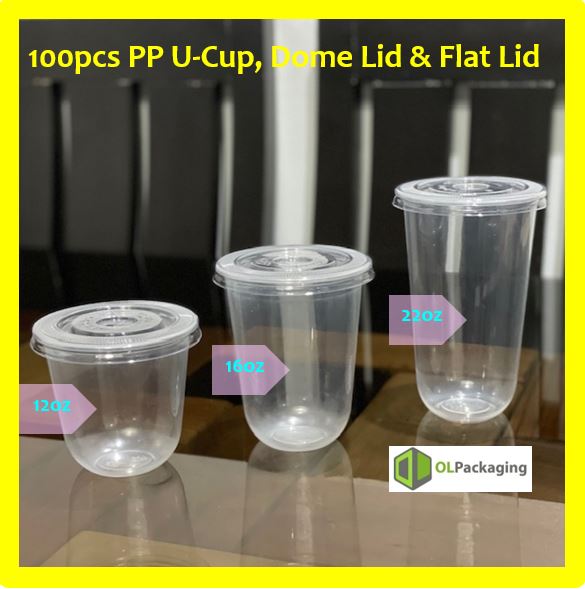 50 100pcs 95mm Pp Milk Tea U-cup, Dome Lid, Flat Lid, Strawless Lid 