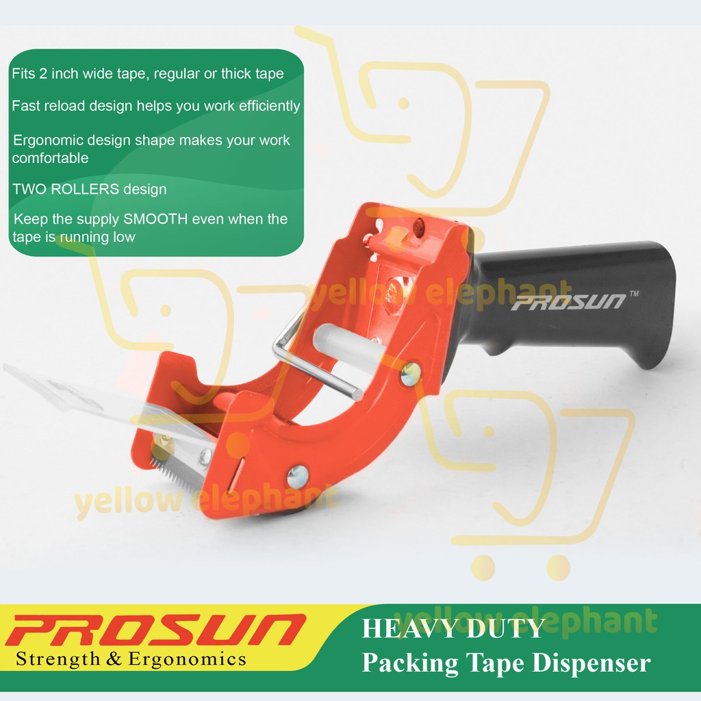 Prosun Heavy Duty 2" Packaging Tape Dispenser with Easy Grip Handle