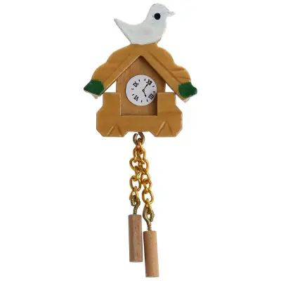 1/12 Miniature Wooden Bird Wall Clock Handicrafts Model Dollhouse Decoration Brown