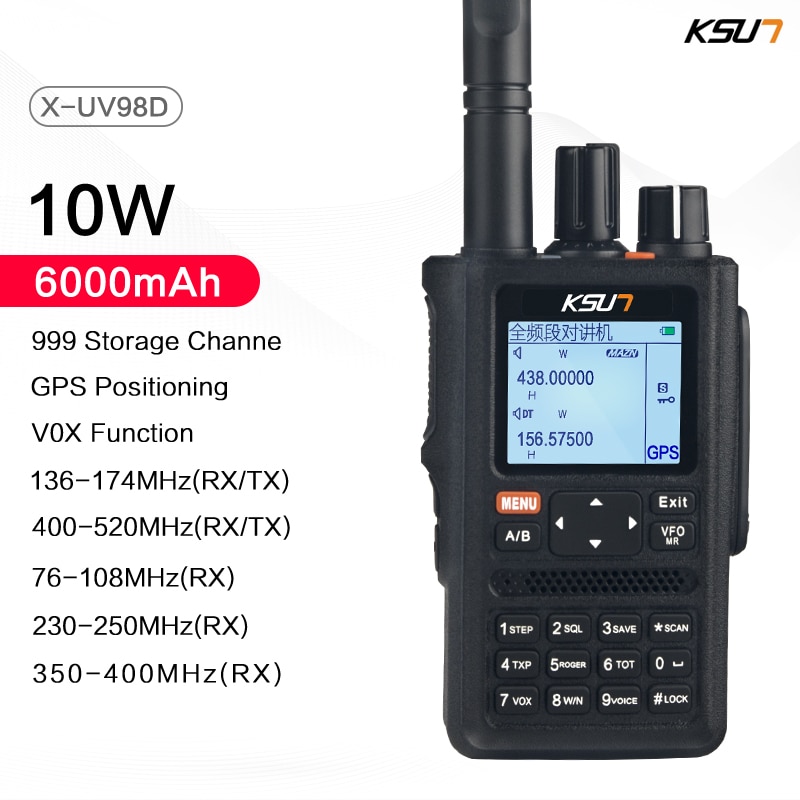 KSUN UV98D GPS Walkie Talkie Six Bands Frequency 999CH CTCSS DTMF VOX