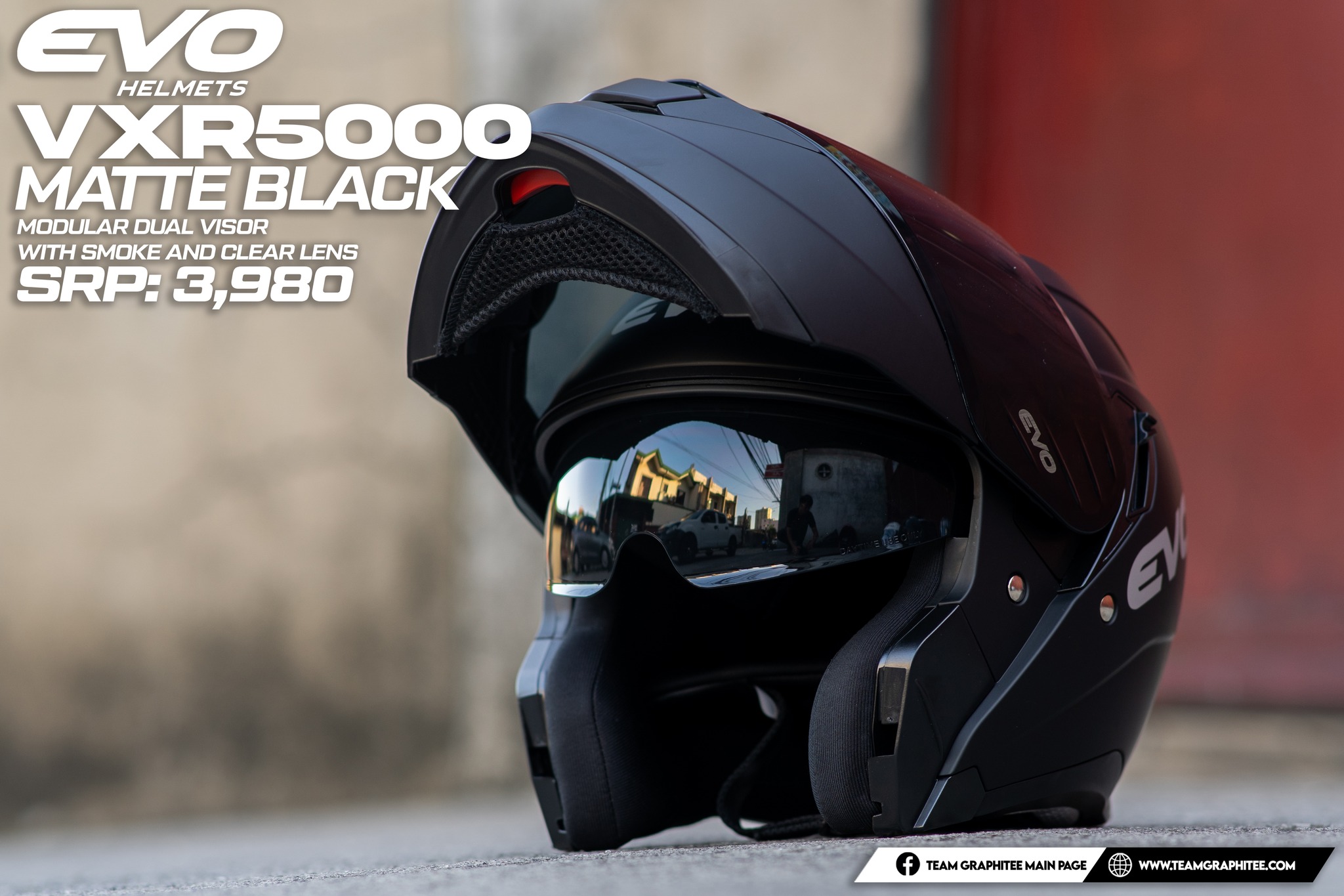 Vxr 1000 Evo Helmet Dual Visor EVO VXR 5000 MATTE BLACK (SMOKE
