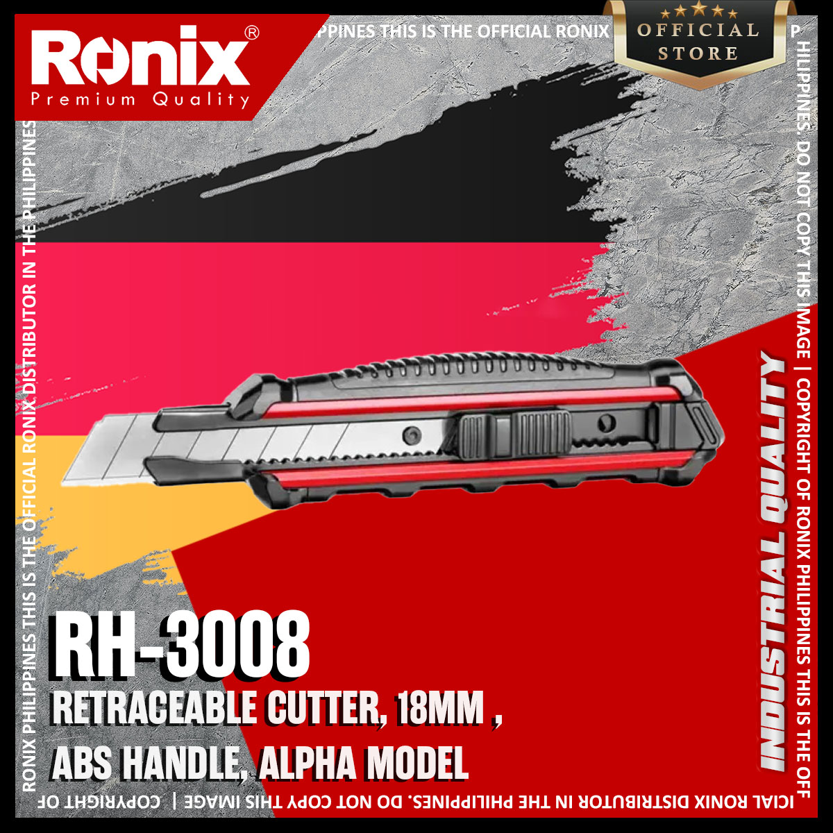 Retraceable Cutter, 18mm , ABS Handle, Alpha Model - RH-3008