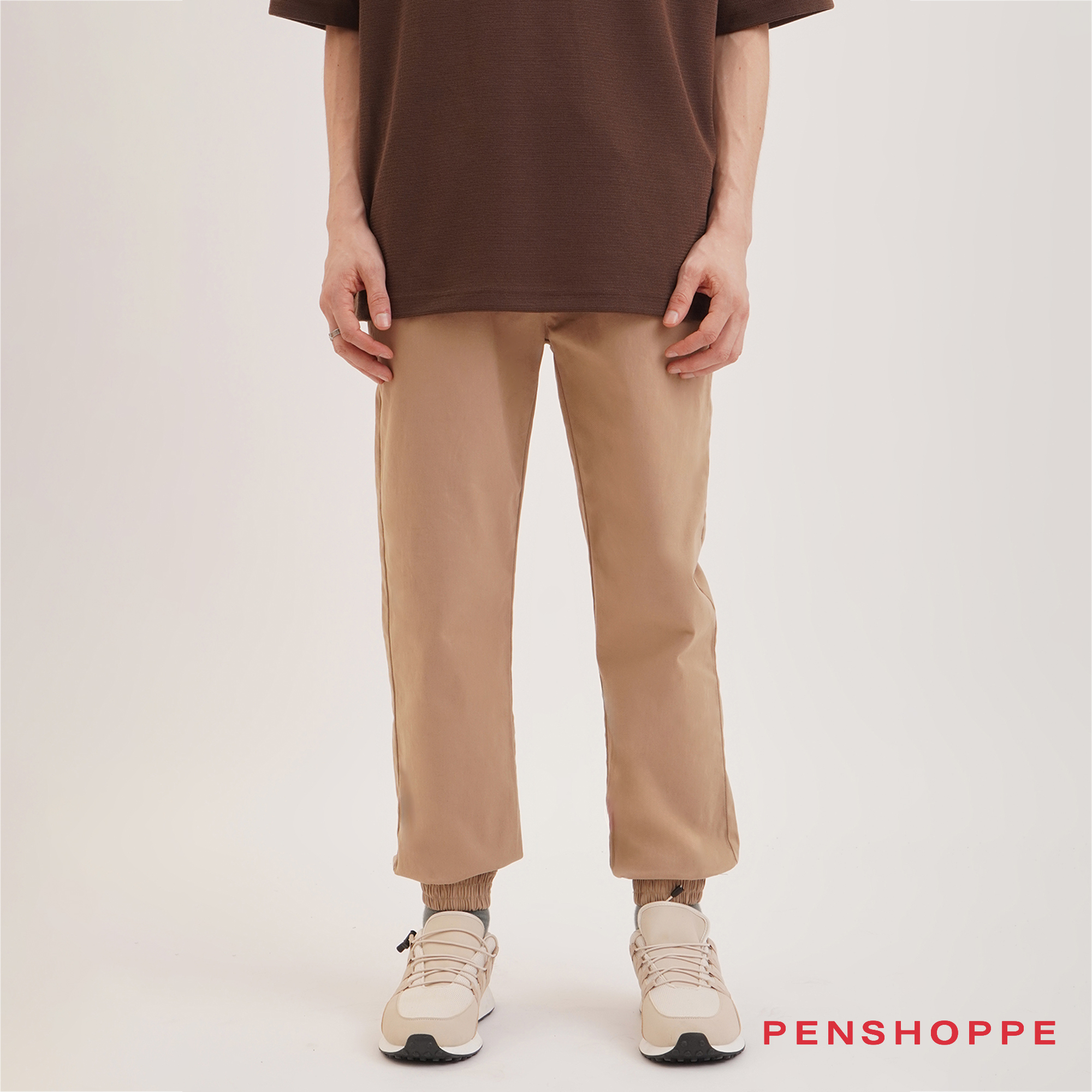 Penshoppe Pull On Twill Joggers For Men (Khaki/Olive)