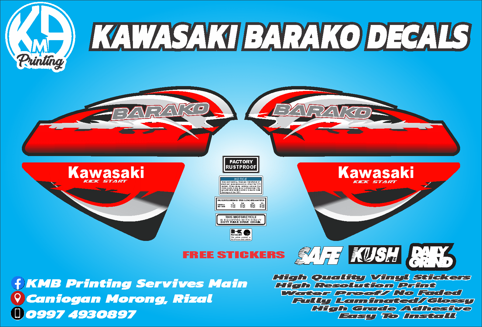 Kawasaki Barako Stock Sticker Decals Lazada PH
