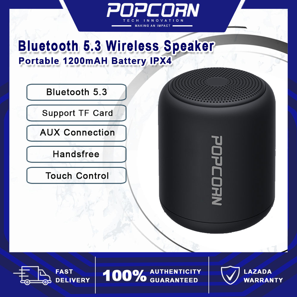 Popcorn Mini Bluetooth 5.3 Speaker with Mic, Hifi Bass, Lightweight