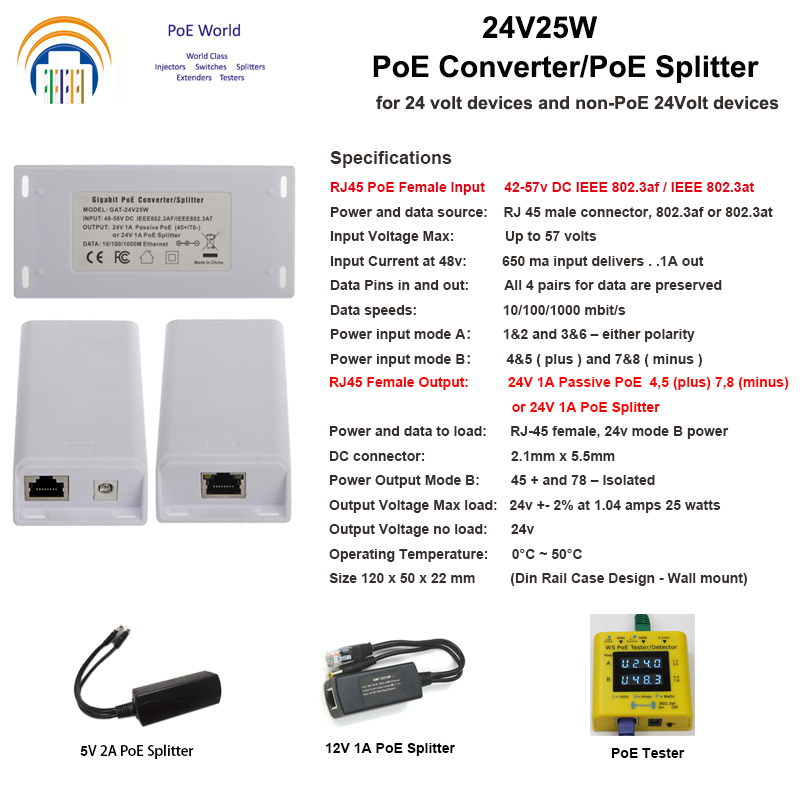 1 Port Gigabit Poe Injector  Gpoe-1-wm Ieee 802.3af/802.3at