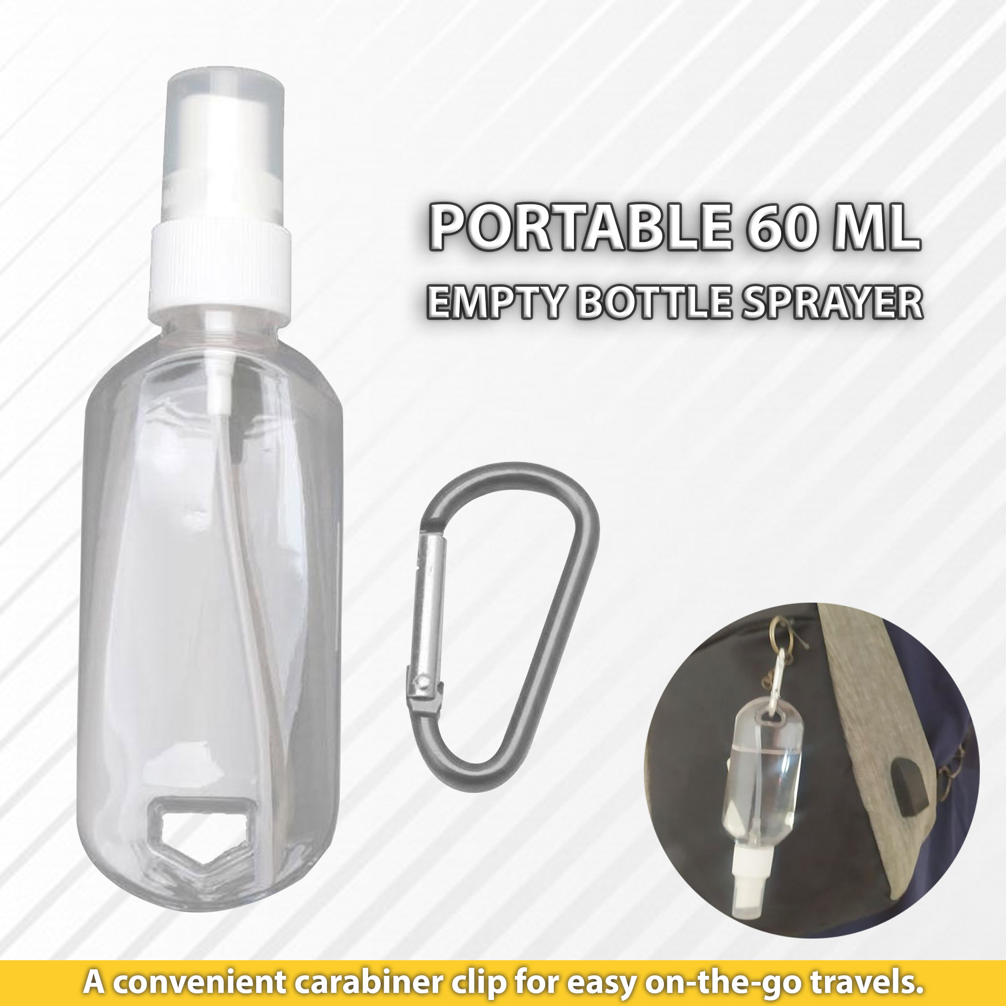 1PC 60ml Spray Bottle Keychain Portable Alcohol Bottles Empty Hand