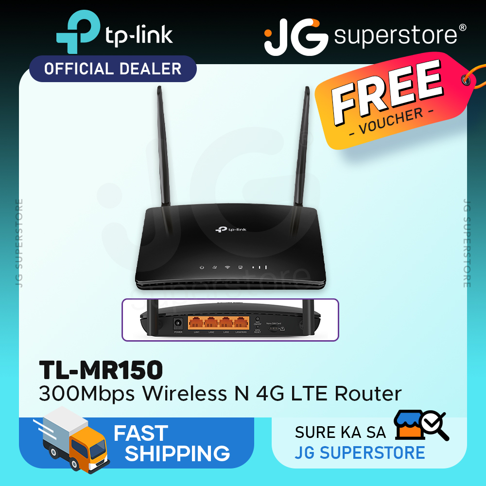 TP-Link TL-MR150 300Mbps Wireless N 4G LTE Router 2.4GHz with Built-in Nano  SIM Card Slot, 150Mbps 4G LTE Modem, 3x Fast Ethernet LAN Ports, 10/100Mbps  LAN/WAN Port, Parental Controls, QoS, Cloud Support