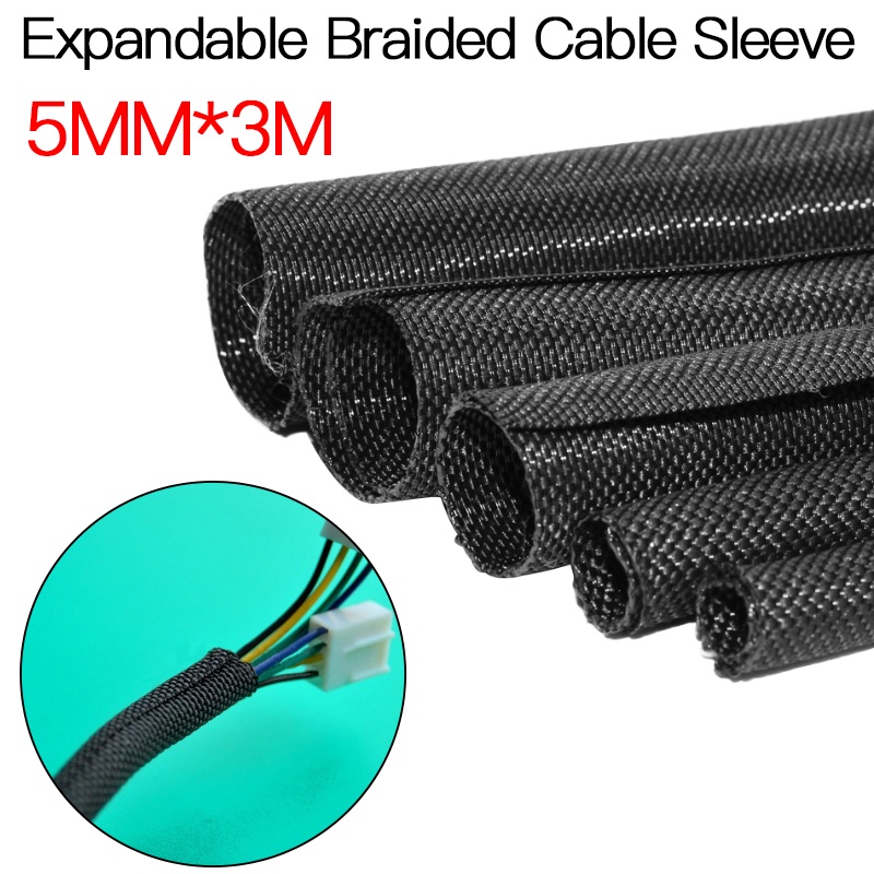 Expandable Braided Cable Sleeve PET Self Closing Insulated Flexible