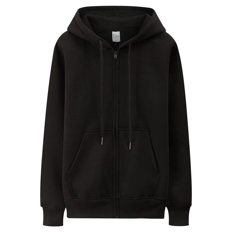 Simple Solid Color Zipper Hoodie Jacket