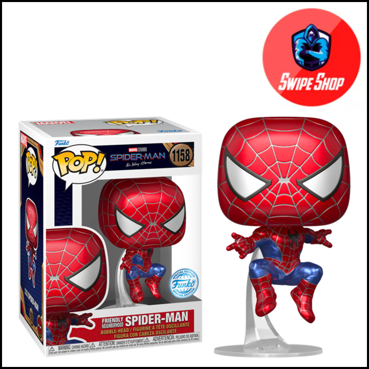 Funko Pop Friendly Neighborhood Spiderman Metallic Spiderman No Way Home  Exclusive