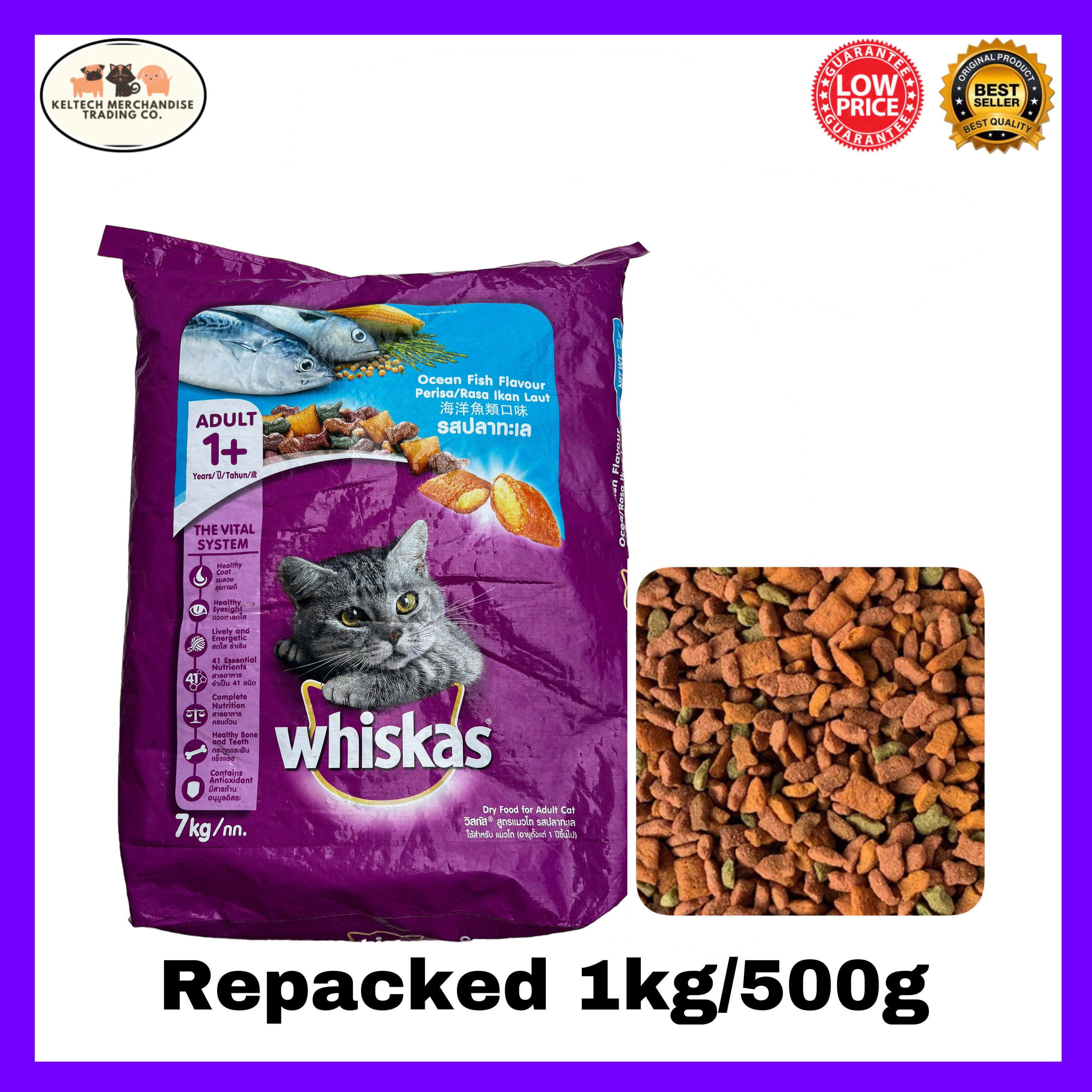 Whiskas Adult/Junior Dry Cat Food in Ocean Fish / Tuna Flavor Repacked ...